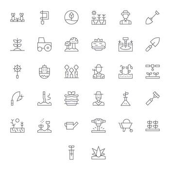 Soil Modern Collection with 32 Thin Line High Resolution PIXEL Perfect Icons vector