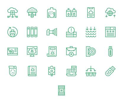 25 regular línea píxel Perfecto íconos para apoyo gráficos vector