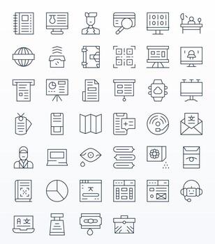 Information Icon Toolkit featuring 40 Editable 64x64 Thin Line elements vector