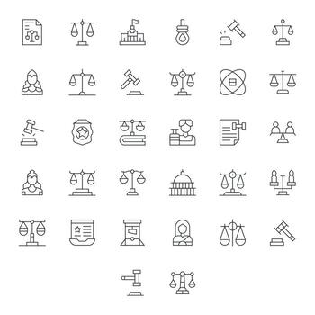 32 Thin Line Display Perfect 128x128 Icons from Justice Suite vector