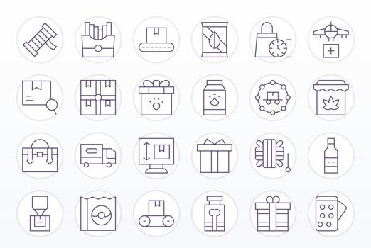 Package Pixel Aligned Set with 24 128x128 Thin Line Icons vector