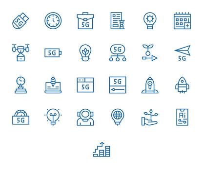 25 High Resolution PIXEL Perfect Icons for Future in Regular Line Theme vector