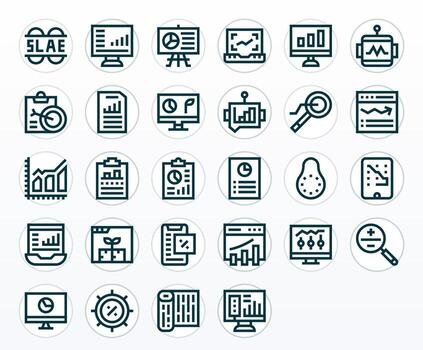 Metrics Graphics Pack including 28 Bold Line 128x128 Pixel Optimized Icons vector