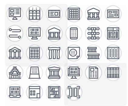 28 High Resolution Display Perfect Icons for Columns in Bold Line Theme vector