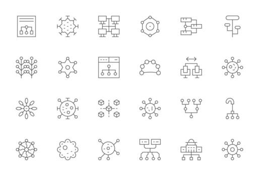 24 Retina Ready Thin Line Icons optimized for Nodes Pixel Optimized display vector