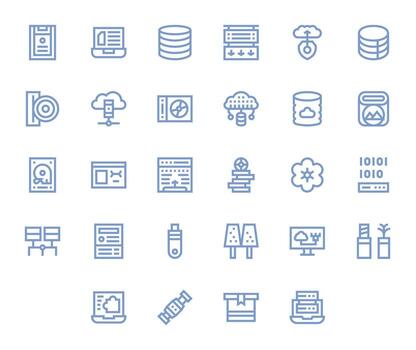 28 Icons for File Storage optimized in Pixel Aligned 64x64 Bold Line resolution vector