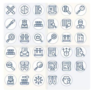 35 Regular Line Detail Enhanced Icons crafted for Investigation High Resolution applications vector