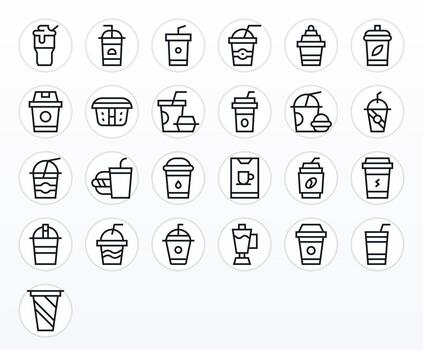 25 Regular Line Display Perfect Icons crafted for Paper Cup 256x256 applications vector