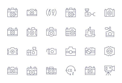 24 píxel alineado íconos temática alrededor capturar en 64 x 64 Delgado línea formato vector