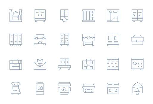 24 Editable High Resolution Icons for Locker in elegant Thin Line design vector
