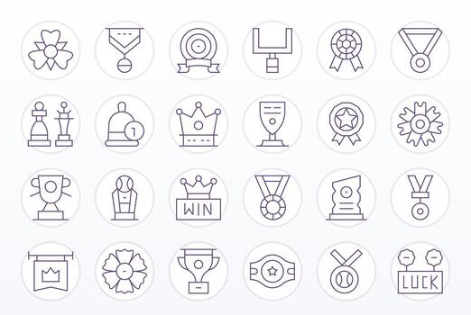 24 Icons for Winning optimized in PIXEL Perfect 64x64 Thin Line resolution vector