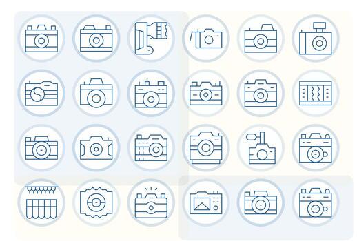 Shutter Comprehensive Bundle with 24 Pixel Optimized Thin Line Retina Ready Icons vector