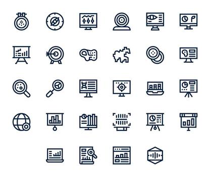28 Bold Line Pixel Aligned Icons for Visualization Graphics vector