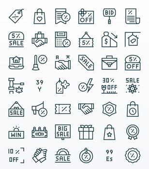 acuerdo icono conjunto con 42 regular línea 128x128 píxel Perfecto gráficos vector