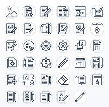 35 alto resolución monitor Perfecto íconos para editar en regular línea tema vector