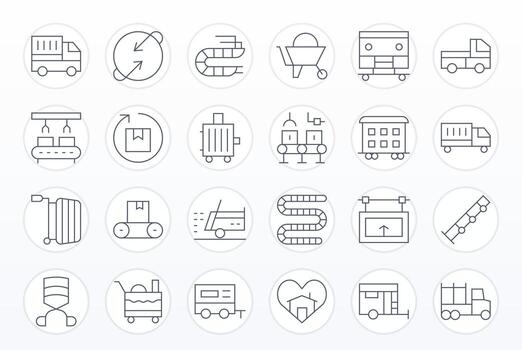 Moving Icon Arsenal with 24 High Resolution Thin Line Display Perfect designs vector