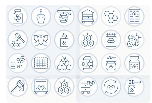 24 128x128 Icons for Honeycomb in Editable Thin Line Format vector