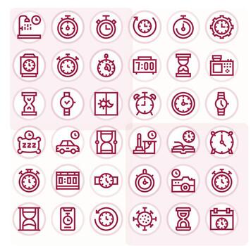 Timer Modern Collection with 36 Bold Line High Resolution Editable Icons vector