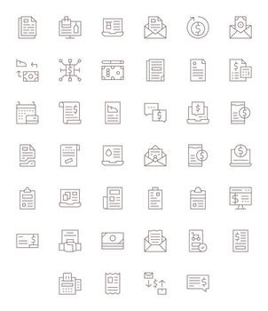 40 Icons for Invoice featuring 256x256 Editable Thin Line Graphics vector
