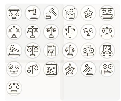 Judgment Scalable Set featuring 25 Display Perfect Regular Line 256x256 Icons vector