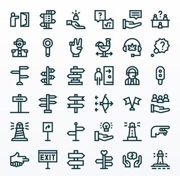 36 Pixel Aligned Bold Line Icons designed for Guidance Interface vector