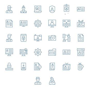 32 Grid Fitted 128x128 Icons for Personal Data in elegant Thin Line design vector