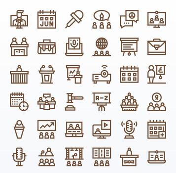 36 Icons for Meeting optimized in Display Perfect 256x256 Bold Line resolution vector