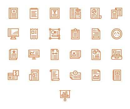 25 Regular Line Pixel Optimized Icons for Summary Graphics vector