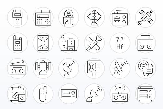 24 Thin Line Icons for Receiver in crisp High Resolution Detail Enhanced resolution vector