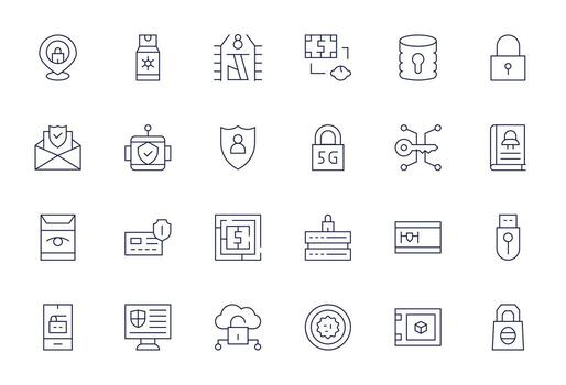 24 Delgado línea íconos diseñado para cifrado en retina Listo píxel Perfecto formato vector