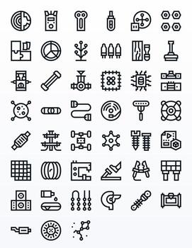 componente icono conjunto con 45 negrita línea retina Listo píxel alineado gráficos vector