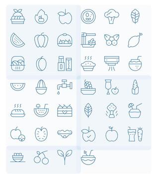 Fresh Icon Toolkit featuring 40 PIXEL Perfect 256x256 Thin Line elements vector