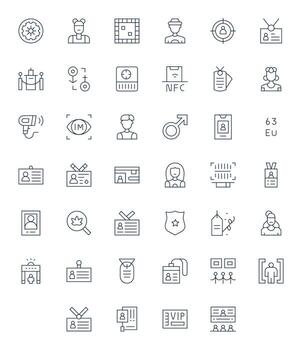 40 256x256 Delgado línea íconos optimizado para identificación detalle mejorado monitor vector