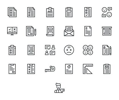 encuesta profesional conjunto con 25 regular línea editable alto resolución íconos vector