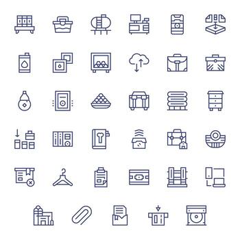 35 Regular Line Pixel Optimized Icons crafted for Storage Retina Ready applications vector