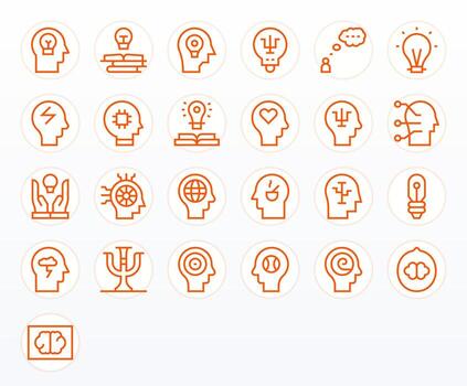 25 128x128 Icons for Mind in Editable Regular Line Format vector