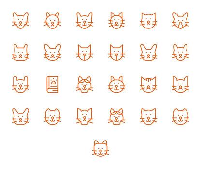 25 Regular Line Icons for Cat in crisp High Resolution PIXEL Perfect resolution vector