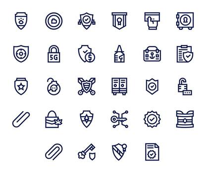 seguro icono repositorio conteniendo 28 negrita línea 64 x 64 cuadrícula equipado gráficos vector