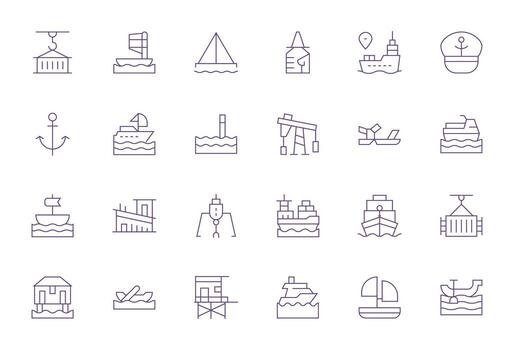 24 Icons for Dock optimized in Pixel Optimized 128x128 Thin Line resolution vector