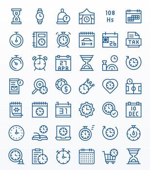 42 Pixel Optimized 256x256 Icons for Deadline in elegant Regular Line design vector