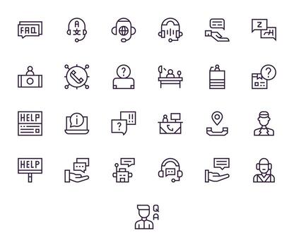 mesa de ayuda icono repositorio conteniendo 25 regular línea 128x128 cuadrícula equipado gráficos vector