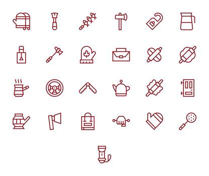 25 Regular Line Detail Enhanced Icons for Handle Graphics vector