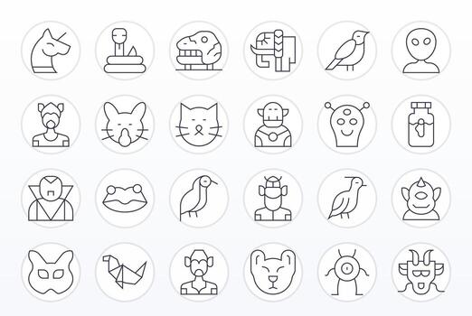 24 Thin Line Icons from Creature in High Resolution Display Perfect Quality vector