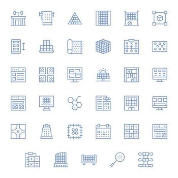 35 128x128 Regular Line Icons optimized for Grid Grid Fitted display vector