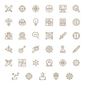 35 Regular Line Icons for Strategy in crisp 64x64 Grid Fitted resolution vector
