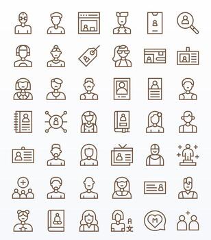 42 Regular Line Grid Fitted Icons for Member Graphics vector