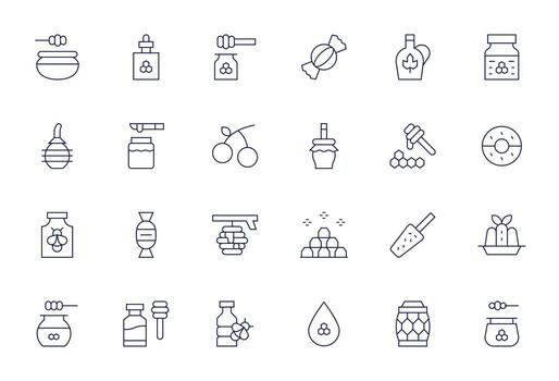 Sweetener Icon Toolkit featuring 24 Display Perfect High Resolution Thin Line elements vector