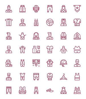 Uniform Icon Set with 42 Regular Line 256x256 PIXEL Perfect Graphics vector