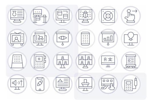 24 Pixel Aligned Thin Line Icons designed for Screen Interface vector