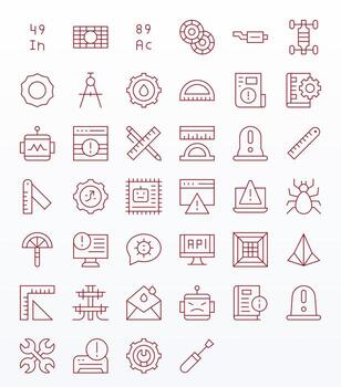 técnico exhaustivo haz con 40 cuadrícula equipado Delgado línea 256x256 íconos vector